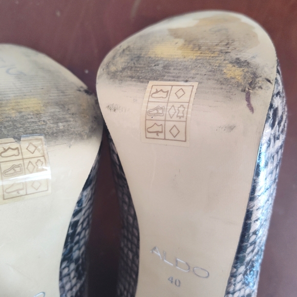 Aldo Juliette snakeskin peep toe hidden platform sky high stiletto heels - Picture 6 of 6